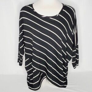 Jess Dolman Sleeve Asymmetrical Striped Top